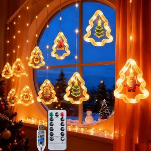 JGD-Guirlande lumineuse rideau d'int&eacute;rieur 3M, 8 modes + fonction minuterie, t&eacute;l&eacute;commande USB, guirlande lumineuse pour sapin de No&euml;l, convient pour fen&ecirc;tres, sapins de No&euml;l et chambres - Neuf