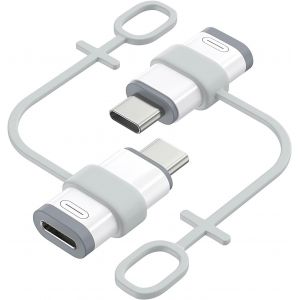 TRAHOO-Adaptateur Lightning vers USB C pour iPhone Air 17 16 16e 15 Pro Max Plus, iPad Pro/Air, Galaxy S25/S24, Lot de 2 Adaptateur Lightning USB C pour Charge, Pas pour Audio/OTG, Blanc+Gris - Neuf
