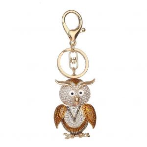 Strass Porte-Cl&eacute;s Porte-Cl&eacute;s Bague Mode Mignon Hibou Porte-Cl&eacute;s Porte-Cl&eacute;s Sac D&eacute;coration (Champagne) - Neuf