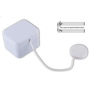 Qui a peur du grand m&eacute;chant loup? - Bo&icirc;te &agrave; musique / m&eacute;canisme musical / mouvement &agrave; ficelle lavable pour doudou ou peluche. - Neuf