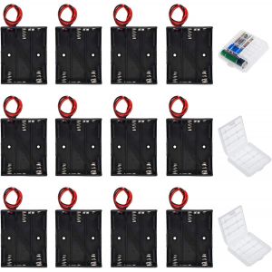 12 Pi&egrave;ces 3AA Support de Batterie 3 x 1,5V Battery Holder Box Case, Coupleur Pile AA par 3 Noir, 3 Pi&egrave;ces Boite Rangement Piles AA et AAA Stockage Coffre Transparent - Neuf