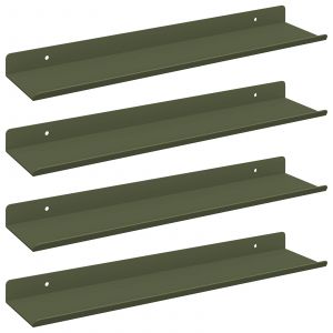 vidaXL &Eacute;tag&egrave;re Murale avec &eacute;tag&egrave;re 4 pcs Vert olive 40 x 9 x 2,5 cm - Neuf