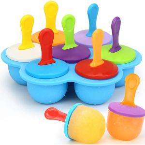 KALANKA-Moule a Glace, Moule a Glace en Silicone &agrave; B&acirc;tonnet 7 Cavit&eacute;s, Sans BPA et R&eacute;utilisable, Glace Maison, Friandises Glac&eacute;es Faites Maison, Compatible Cong&eacute;lateur et Lave-Vaisselle (Bleu) - Neuf