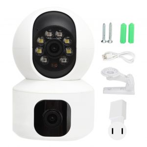 Camera de securite intelligente, vision nocturne, HD 360 degres, 1080p, Wi-Fi, pour la maison, la bibliotheque, le bureau, prise americaine 100-240 V - Neuf