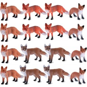 Sansh-16 Pièces Set De Figurines Jouet De Renard Animaux De La Forêt Figurines Renards Roux Jouet De Renard En Plastique Pvc Mini Figurine De Renard Rouge Set De Figurine De Renard Sauvage - Neuf