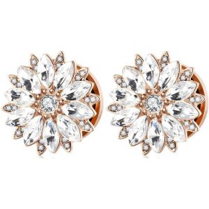 Kal-Tunnel Oreille Os, Tunnel Oreille Acier Chirurgical Différentes Tailles Disponibles Bijoux Acier Inoxydable Fleur Avec Cubic Zirconia - Neuf
