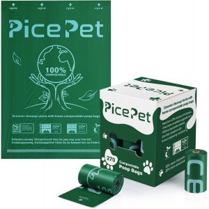 LETNERNY-Lot De 270 Sacs À Déjections Canines 100 % Compostables À Domicile, 20 % Plus Épais Pour Grands Et Petits Chiens, Anti-Fuite Et Extra Épais, Certifiés Astm D6400 Et En 13432 - Neuf