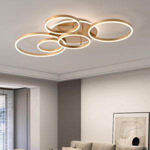 SUBZONAL-Plafonnier Led à Intensité Variable,116Cm Plafonnier Encastré 108 W 6400 Lm Avec TéLéCommande, Lustre à 6 Anneaux Acrylique Pour Salon,Chambre à Coucher, Salle à Manger, 3000-6000 K,Plafonni - Neuf