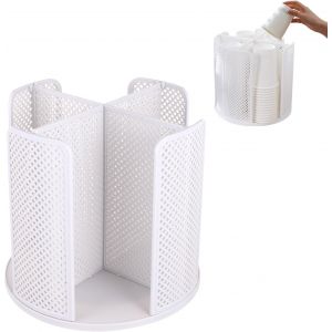 Sjzg-Porte Gobelet Rotatif &Agrave; 360&deg; En Papier, Organisateur De Tasses &Agrave; 4 Compartiments, Facile &Agrave; Assembler, Distributeur De Gobelets Pour La Maison, La Cuisine, Le Bureau, Le Bar (Blanc) - Neuf