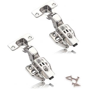 Lot de 2 charni&egrave;res de porte d'armoire - Charni&egrave;res en acier inoxydable - Charni&egrave;res amortissantes - Convient pour armoire de cuisine, porte de penderie - Neuf