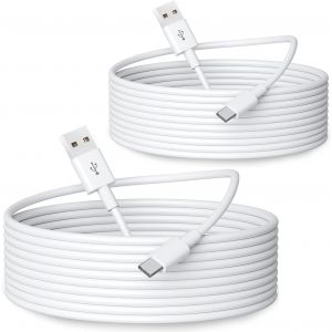 KALANKA-Lot de 2 c&acirc;bles d'extension d'alimentation USB C pour cam&eacute;ras de s&eacute;curit&eacute; &agrave; domicile ou appareils avec port USB C, USB A vers USB C, c&acirc;ble de charge et de synchronisation de donn&eacute;es durable, - Neuf