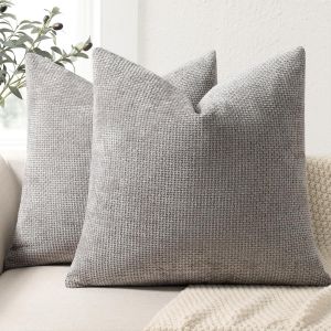 CAUC-Lot de 2 Housse Coussin de canap&eacute; 45x45 en Chenille Housse de Coussin Douces Cecoration de Maison Coussin Canape D&eacute;coratives de Luxe pour Canap&eacute;,lit et Salon - Neuf