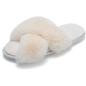 Kalanka-Chaussons D'hiver Femme Chaussons En Fausse Fourrure Confort Doux Bout Ouvert House Chaussures Laine-Peluche Mignon Slippers - Neuf