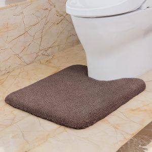 Tapis Contour WC Antidérapant Tapis de Toilette WC Épaissi Tapis WC Absorbant Tapis Salle de Bain Ultra Doux en Microfibre, Séchage Rapide, Lavable en Machine - 50 x 60cm (Chocolat) - Neuf