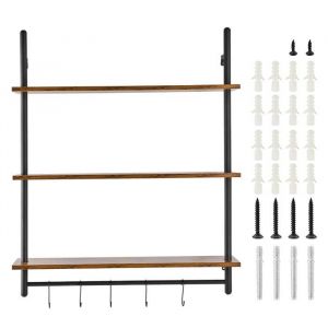 &Eacute;tag&egrave;re Industrielle &Agrave; 3 Niveaux-Duoku-32 X 9,84 Po-Support Mural En Bois Rustique-Pour Cuisine, Chambre, Salle De Bain-Noir - Neuf