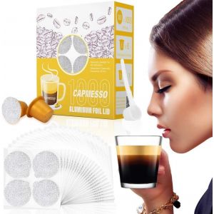 CHAAS-Feuilles d'espresso et capsules rechargeables-couvercles à capsules doseuses compatibles avec les machines Nespresso Original Line (couvercles 1000pcs + pods 6 pcs) - Neuf