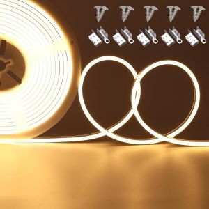 4mm &Eacute;troite Ruban Led N&eacute;on 5m Blanc Chaud 3000k Exterieur, 24v Bande Led 168leds/M Lumi&egrave;re Uniforme Sans Points, Ip67 &Eacute;tanche Dimmable Bande Led Lumi&egrave;re Pour Chambre, Cuisine, D&eacute;coration - Neuf