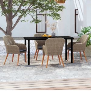 Prolenta Premium - Ensemble &Agrave; Manger De Jardin Et Coussins 5 Pcs Marron - Neuf