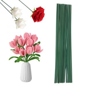 MEVRONISSHOP-100 Pi&egrave;ces Tige Fleur Artificielle, 30 cm Tige Florale Fil de Fer Fleuriste, 2mm Fil de Fleurs Vert, Tiges de Fleurs Metallique, Stem Wire Florist Wire Tige Metal pour Fleur, Bouquets, C - Neuf