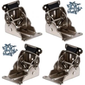 4 Charni&egrave;re Pliante Autobloquante de 90 Degr&eacute;s, Support Pied de Table Rabattable, Quincaillerie de Charni&egrave;re Autobloquante, Pied de Table Pliable avec Vis pour Connecteur D'accessoires de Meubles (B) - Neuf