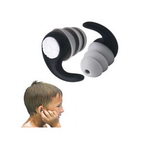 Bouchons d'oreilles en silicone pour la natation et la r&eacute;duction du bruit - Noirs, 2 paires - Neuf