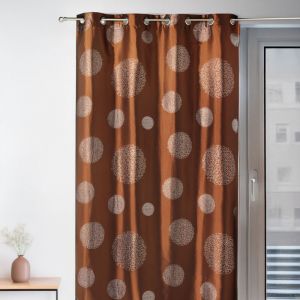 Rideau Ameublement En Taffetas Imprim&eacute; Argent Marron Chocolat 140x260 Cm - Neuf