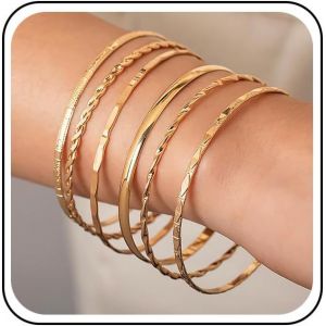 Eryi-Bracelet Bangle Or Pour Femme Bracelet Bangle Texturé Multicouche Bracelet Bangle Boho Multi Large Bracelet Bangle Indien Bollywood Bracelet Bangle Vintage Chunky Bracelet Bnagle Bijoux Femme - Neuf