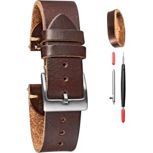 Eryi-Bracelets De Montre En Cuir, Sangle De Montre En Cuir Horween Pour Hommes Femmes,18mm,20mm,22mm Rapide Libération À La Main Sangle De Montre De Remplacement Vintage Doux - Neuf