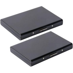 2 Pcs Porte-Carte de Crédit Visite(Noir) Métallique avec la Technologie de Blocage RFID,Cool Etui de Carte de Visite Slim Métal - 6 Slots pour Vos Cartes de Crédit - Neuf
