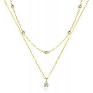 Kal-Collier De Diamants Pour Femmes, Collier En Or Délicat Colliers Superposés Plaqués Or 18 Carats | Square Teardrop Cross Pearl Pendentif Collier Bijoux Cadeaux Pour Les Filles - Neuf