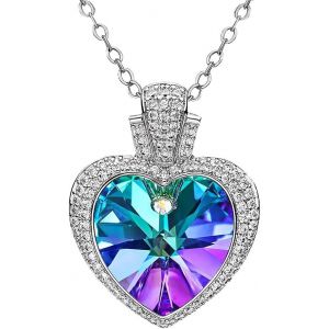 Collier Titanesque,Collier Pendentif Femme Avec Cristal Coeur,Bijoux Collier Femme Argent Pour Cadeau Saint Valentin,F&ecirc;te Des M&egrave;res,Anniversaire - Neuf