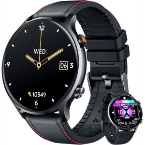 Montre Connect&eacute;e Homme Smartwatch Sport - Repondre Appel 1.39'' &Eacute;tanche &Eacute;cran Tactile Bracelet Connectee avec Moniteur de Sommeil Fr&eacute;quence Cardiaque Podom&egrave;tre Fitness Tracker pour Android iOS(cuir) - Neuf