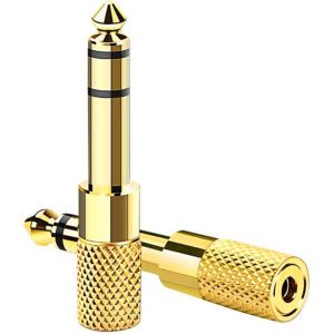 E-BELL Adaptateur jack st&eacute;r&eacute;o 6,35 mm m&acirc;le vers 3,5 mm femelle plaqu&eacute;, adaptateur jack 6,35 3,5 pour casque d'amplificateur compatible avec les casques d'&eacute;coute de guitares et de claviers &eacute;lectroniques - Neuf