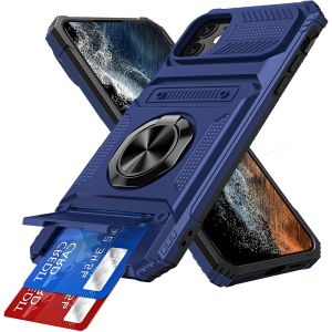 JGD-pour iPhone 11 Coque avec Porte Carte, Protection Cam&eacute;ra & Anneau Magn&eacute;tique B&eacute;quille, Protection Militaire Antichoc &Eacute;tui Anti-Rayures Housse pour iPhone 11. Bleu TCKB - Neuf