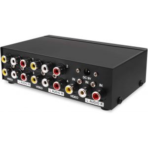 VornixorSarlshop-1 entr&eacute;e 4 Sortie 3 amplificateur r&eacute;partiteur Audio vid&eacute;o RCA AV pour d&eacute;codeur c&acirc;ble DVD DVR TV analogique 1x4 Ports commutateur Audio AV-vid&eacute;o (1 in 4 Out) - Neuf
