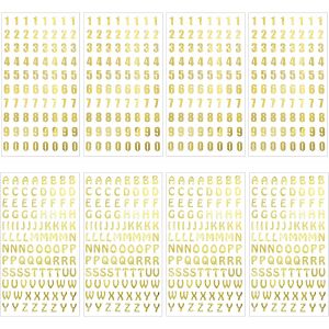 Mevronisshop-Lot De 8 Feuilles D'autocollants Dor&eacute;s, Autocollants De Chiffres Alphab&eacute;tiques Dor&eacute;s, Autocollants De Chiffres Paillet&eacute;s Adh&eacute;sifs Pour Bricolage, Art, Scrapbooking, Cartes De V?ux, Table - Neuf