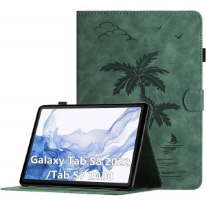 Eryi-Coque Pour Samsung Galaxy Tab S8 2022/ S7 2020 11 Pouces Housse De Protection Multi-Angles Étui En Cuir Pu Avec Fente Pour Carte, Auto Réveil/Sommeil, Vert - Neuf