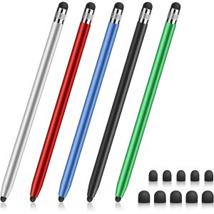 GUUGEI Lot de 5 stylets capacitifs pour &eacute;crans tactiles pour iPad, iPhone, t&eacute;l&eacute;phone Android, Chromebook, tablette, PC, haute sensibilit&eacute; et pr&eacute;cision, double pointe fine en caoutchouc - Neuf