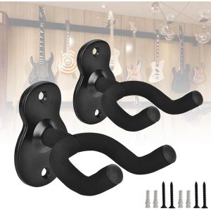 ChenQuanSarl-Lot De 2 Crochets Muraux En Métal Noir Pour Guitare Acoustique, Électrique, Basse, Ukulélé, Banjo, Mandoline - Neuf