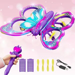 V40 Drone Papillon Volant T&eacute;l&eacute;command&eacute; Pour Enfants, Quadricopt&egrave;re Avec Lumi&egrave;res, 2 Piles, Maint. D'altitude, Mode Sans T&ecirc;te, Rouleaux Acrob., Cadeau Pour D&eacute;butants, Gar&ccedil;ons Et Filles - Neuf