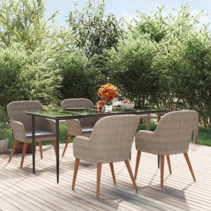 Prolenta Premium - Ensemble &Agrave; Manger De Jardin Et Coussins 5 Pcs Marron - Neuf