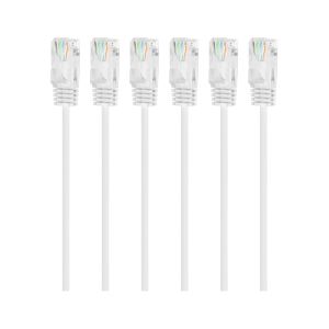 KALANKA-C&acirc;ble Ethernet CAT 6 blanc 1.5m/6 pi&egrave;ces,slim/Ultra Fin OD:2.8mm, UTP C&acirc;ble Internet 1.0 Gbit/s,Lan RJ45,pour modems,routeurs,commutateurs,ordinateurs portables,imprimantes etc - Neuf