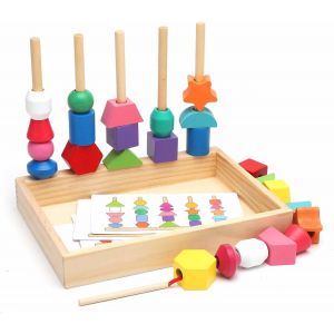 ERYI-Jouet En Bois Jouet 3 En 1Jouet Enfant 2 Ans Jouets À Empiler Et De Tri Jeux Montessori 2 3 4 5 Ans Jouets En Bois À Trier Et À Empiler Idées De Cadeaux Pour Les Enfants - Neuf