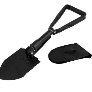 Eryi-Pelle Pliante 58cm En Acier À Haute Teneur En Carbone Outil De Tranchée Pelle De Camping Pliable Militaire, Portable Bêche Pour Camping, Randonnée - Neuf