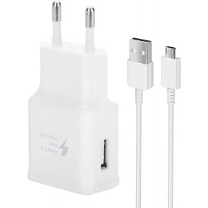 Kalanka-Usb Chargeur Pour Samsung Chargeur Rapide Avec Câble De Charge Rapide Micro Usb 1.5m Compatible Avec Samsung Galaxy S7 S7 Edge S6 S5 S4 S3 S2 Note 5/4 Xcover 4 3 2 J3 J4+ A5 A7 J5 J7 Tab (Bla - Neuf