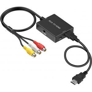 Convertisseur Rca Vers Hdmi, Convertisseur Av Vers Hdmi, Adaptateur Audio Vidéo Prenant En Charge Pal/Ntsc Pour Tv, Pc, Ps3, Stb, Xbox Vhs, Vcr, Lecteurs Dvd Blu-Ray (Noir) - Neuf