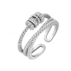Nouvelle Bague Anti-Stress En Cuivre Et Micro Zircone Avec Perle Pivotante En Argent - Neuf