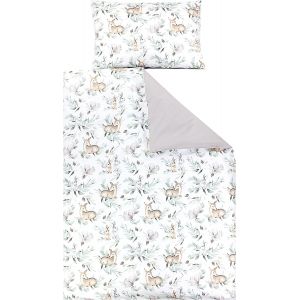 Tianyi-Ensemble De Linge De Lit Pour Enfants 2 Pièces, Lièvres/Chevreuils/Feuilles, 135x100 Cm - Neuf
