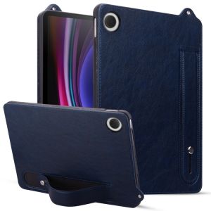 &Eacute;tui en TPU et cuir pour Samsung Galaxy Tab A9+ / A11+ avec bracelet, Bleu fonc&eacute; - Neuf