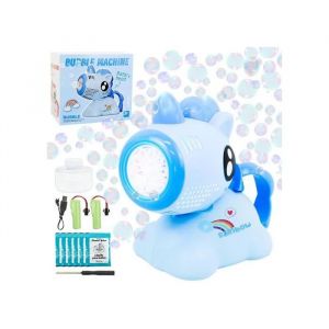 Machine &Agrave; Bulles De Savon Pistolet Licorne Automatique Led Bleu 10 Sorties Anti-Fuite Jouet Plein Air Enfant 100 Ml - Neuf